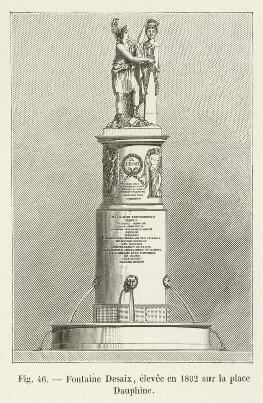 Fontaine Desaix, postavený v roce 1802 na náměstí Place Dauphine od French School