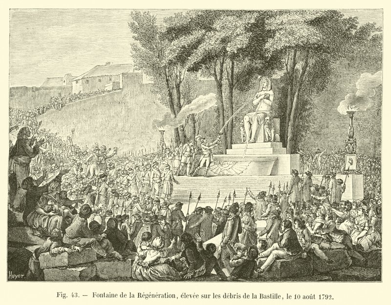 Fontána regenerace, postavená na troskách Bastily, 10. srpna 1792 od French School