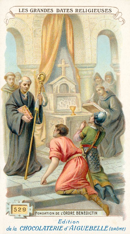 Založení benediktinského řádu, 529 (chromolitho) od French School