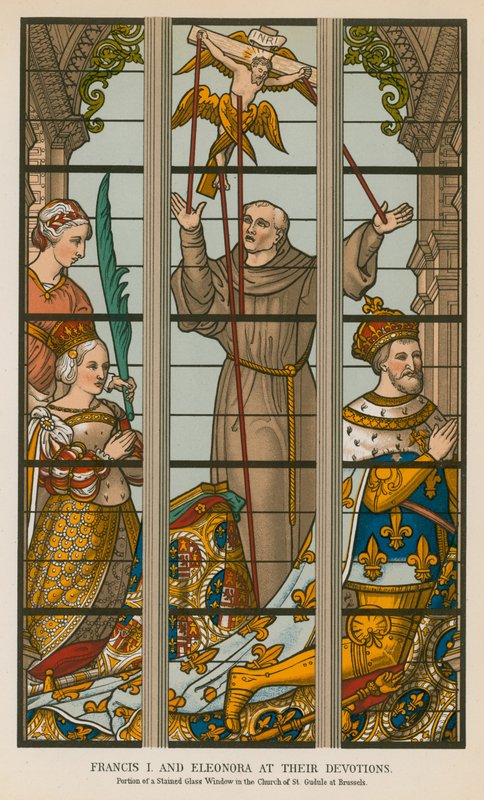 František I. a Eleonora na jejich pobožnostech od French School