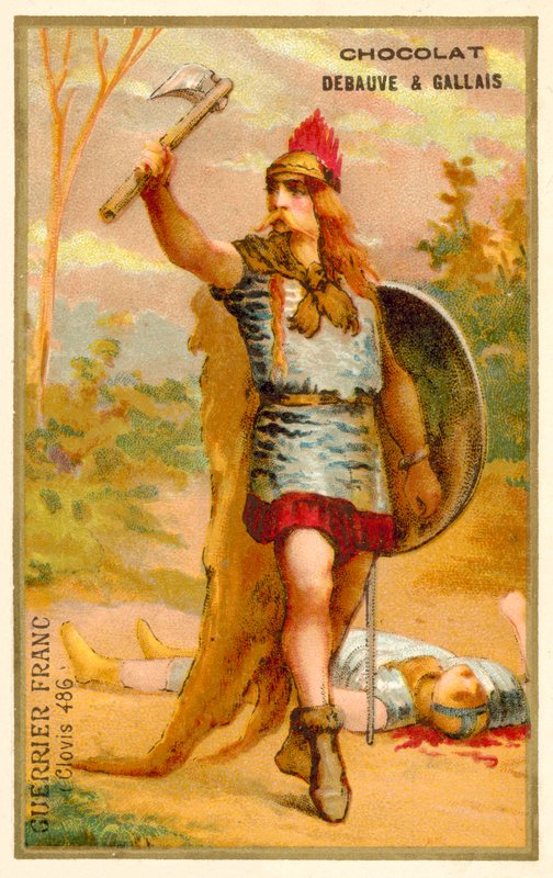 Franský válečník z doby Clovise I., 486 (chromolit) od French School