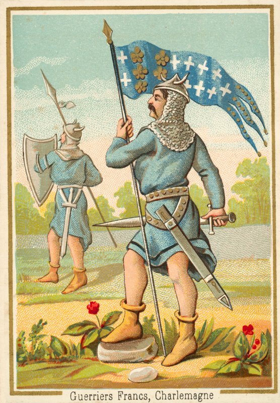 Franští válečníci z doby Karla Velikého (chromolitho) od French School