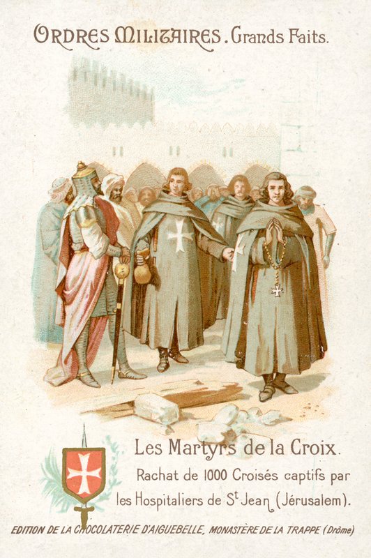 Osvobození 1000 zajatých křižáků Knights Hospitaller, Jeruzalém (chromolitho) od French School
