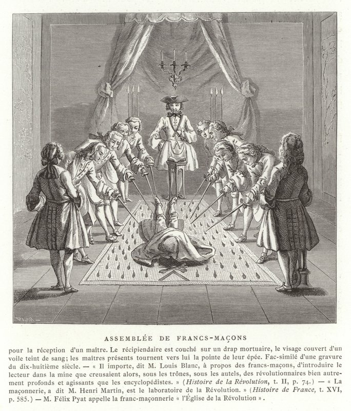 Setkání svobodných zednářů, 18. století od French School