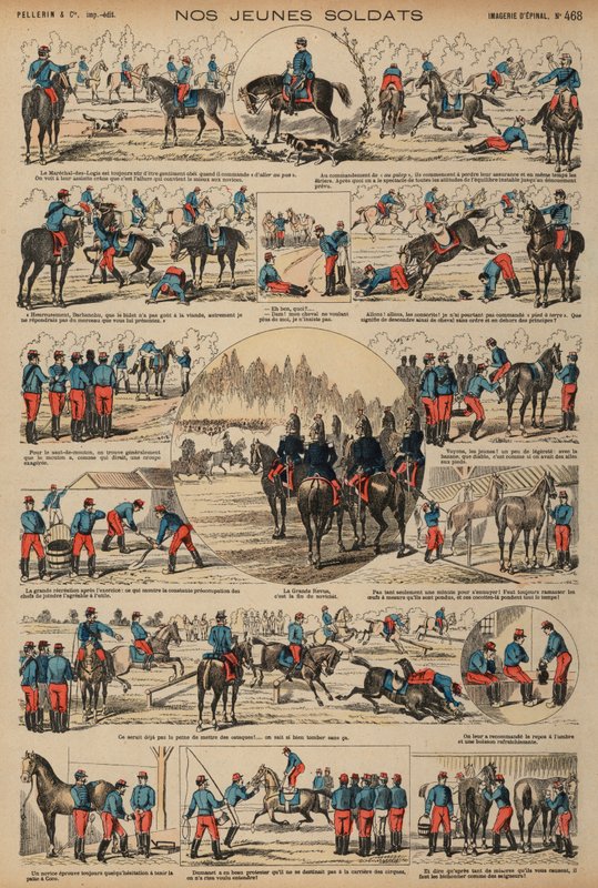 Kadeti francouzské armády ve výcviku (barevná rytina) od French School