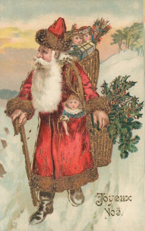 Francouzské vánoční přání (barevná litografie) od French School