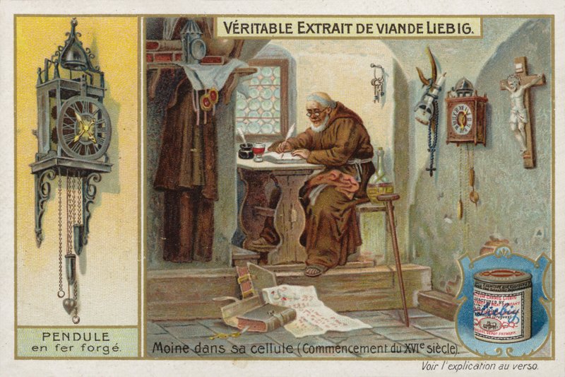 Francouzský masový extrakt (Bouillon), mnich ve vězení od French School