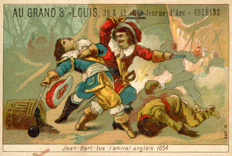 Francouzský námořní velitel a lupič zabíjející anglického admirála, 1694 od French School