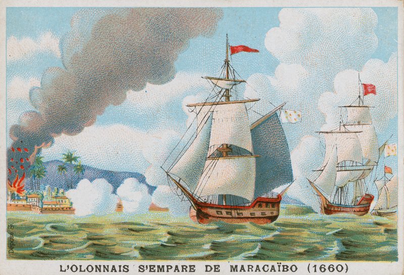 Francouzský pirát Francois lOlonnais útočící na Maracaibo, 1660 od French School