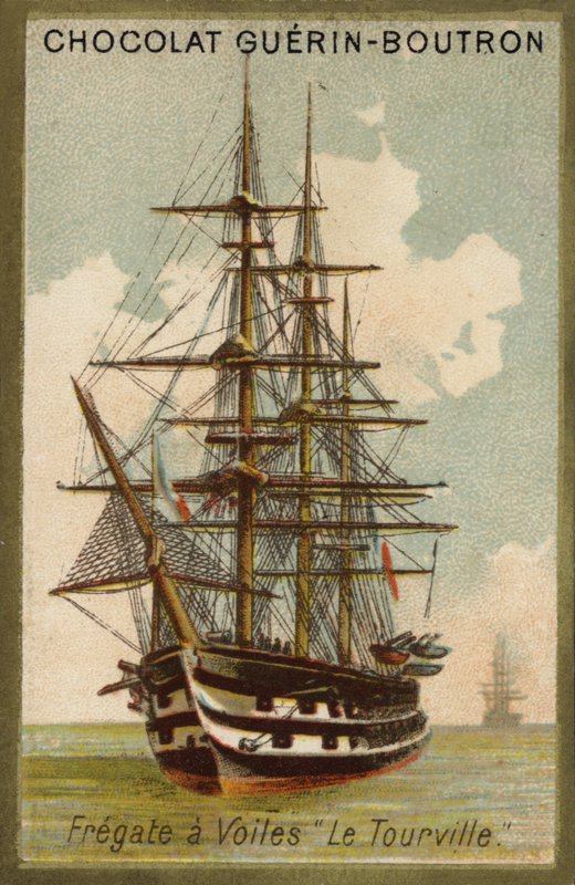 Francouzská plachetní fregata Tourville (chromolitho) od French School