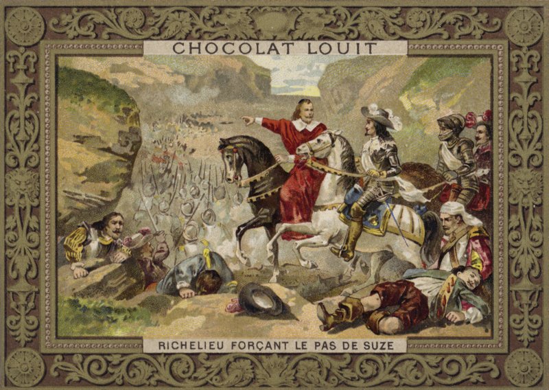Francouzské jednotky pod velením kardinála Richelieu si vynutily průsmyk u Suza, Savojsko, 1629 od French School