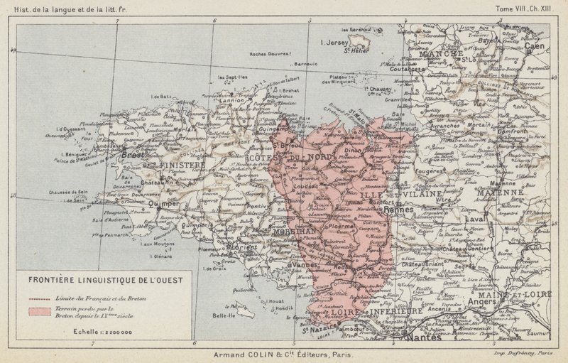 Západní jazyková hranice (barevná litografie) od French School