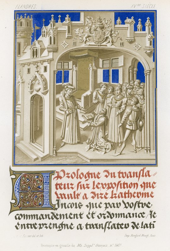 Frontispis v grisaille rukopisu od French School