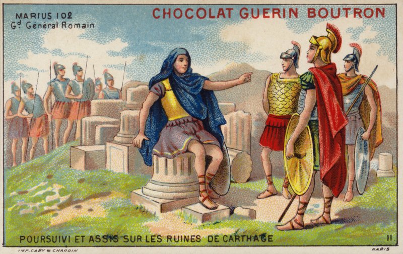 Gaius Marius ve vyhnanství mezi ruinami Kartága (chromolitho) od French School