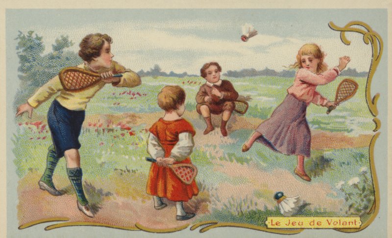 Hra badminton (chromolitho) od French School
