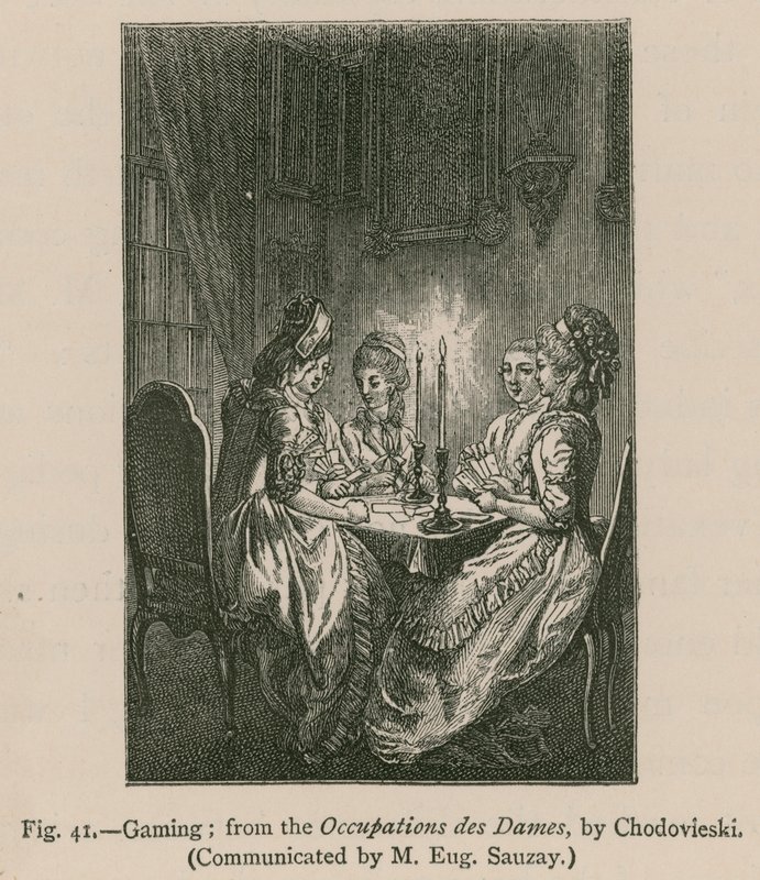 hraní her; z Occupations des Dames, od Chodovieskiho od French School