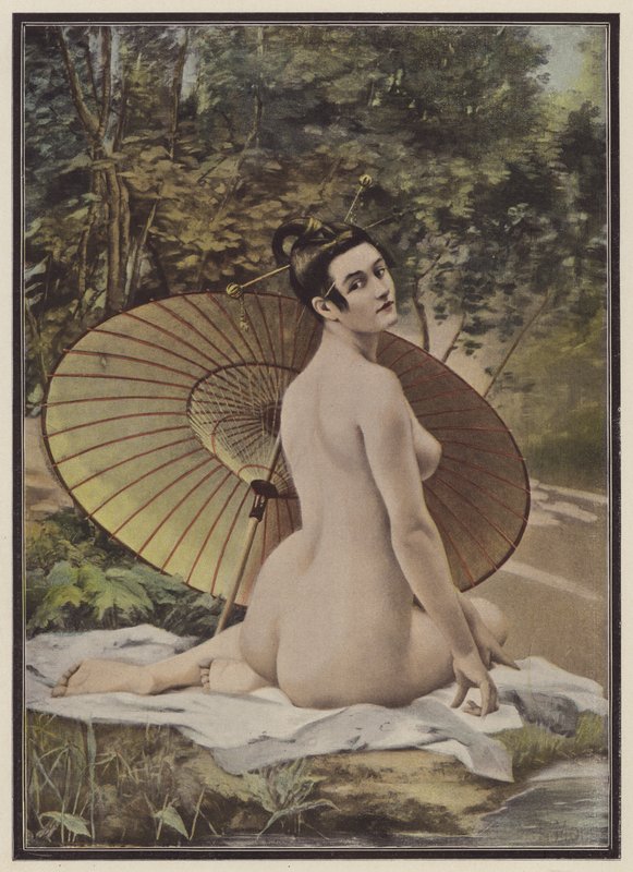 Gejša se koupe (barevná litho) od French School