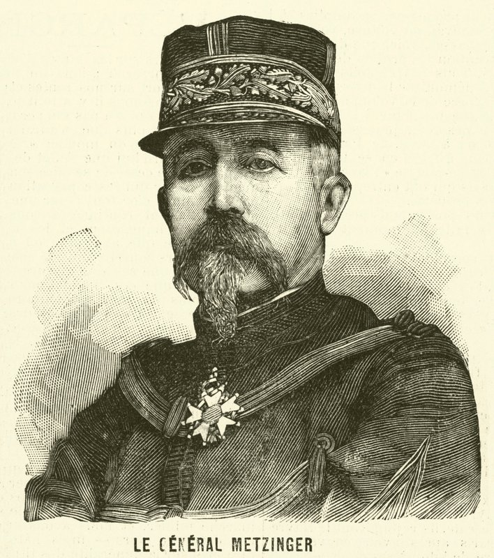 Generál Leon Frederic Hubert Metzinger, francouzský voják (rytina) od French School