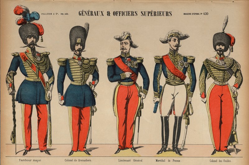 Generálové a vysocí důstojníci ve francouzské armádě (barevná rytina) od French School