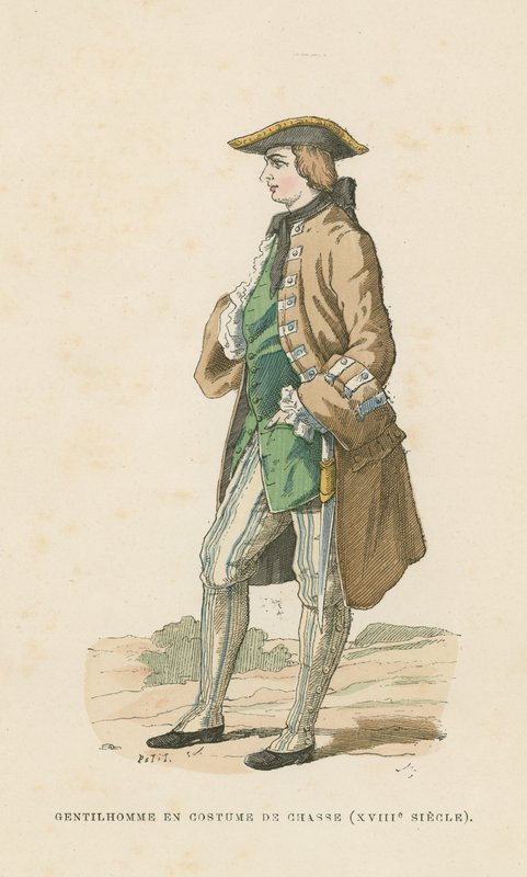 Gentleman v loveckém oděvu, 18. století od French School