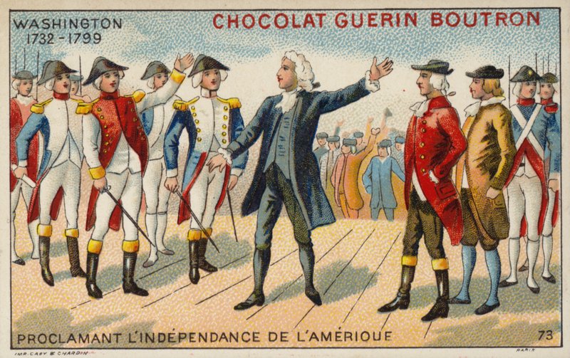 George Washington vyhlašuje nezávislost Ameriky (chromolitho) od French School