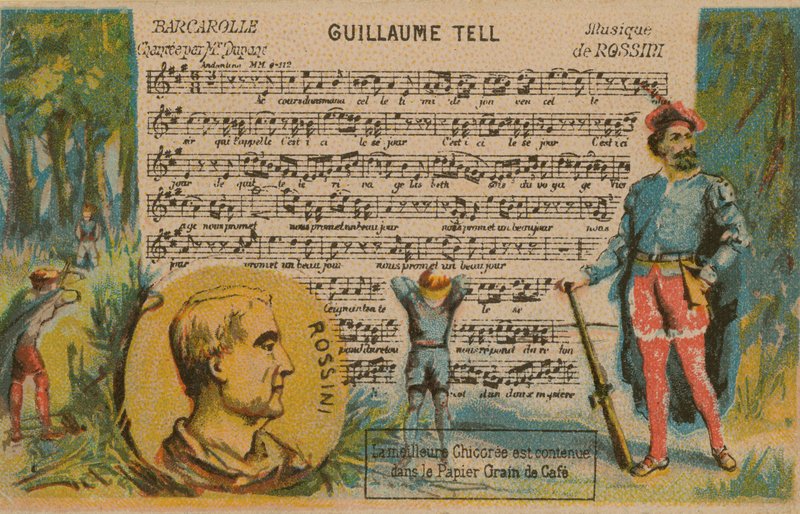 Gioachino Rossini, italský skladatel 19. století, a hudba z jeho opery William Tell od French School
