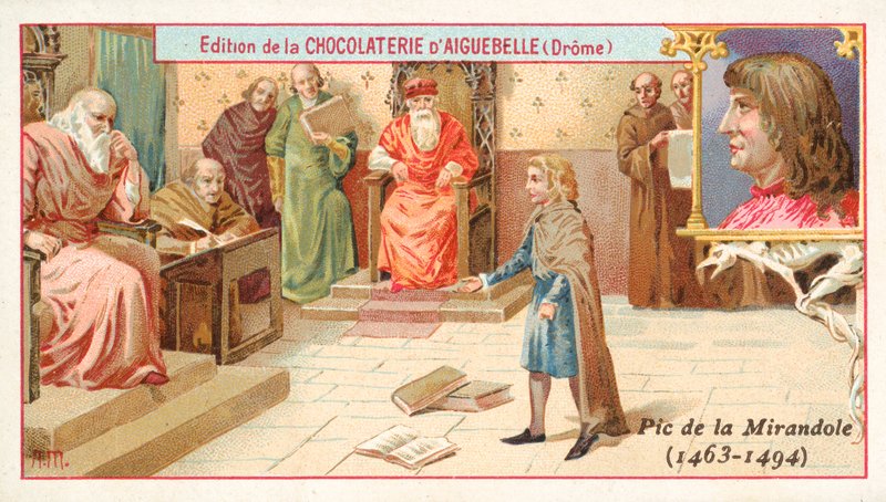 Giovanni Pico della Mirandola , italský filozof, jako dítě (chromolitho) od French School
