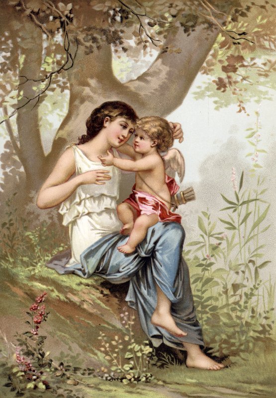 Dívka, možná Venuše, s Cupidem od French School