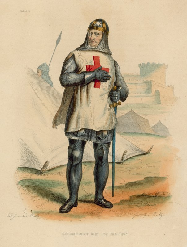 Godefroy de Bouillon (barevná rytina) od French School