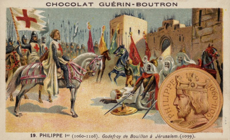 Godfrey z Bouillonu v Jeruzalémě od French School