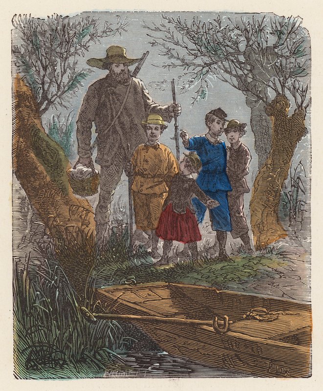 Jít na ryby (barevné gravírování) od French School