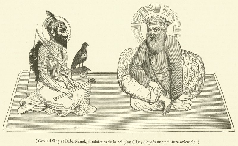 Govind Sing et Baba-Nanek, zakladatelé náboženství Sike (rytina) od French School
