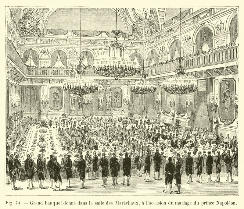 Velká hostina v Salle des Marechaux u příležitosti svatby prince Napoleona od French School