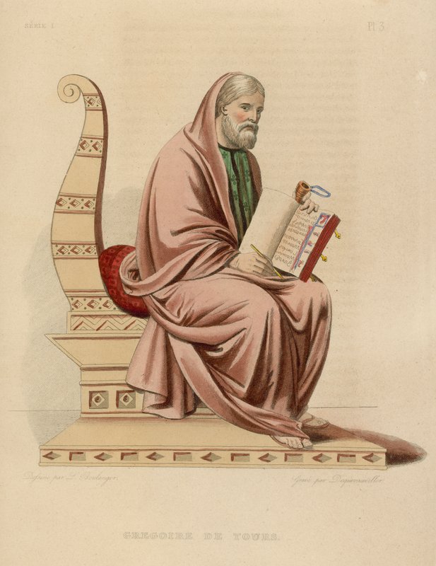 Gregoire de Tours (barevná rytina) od French School