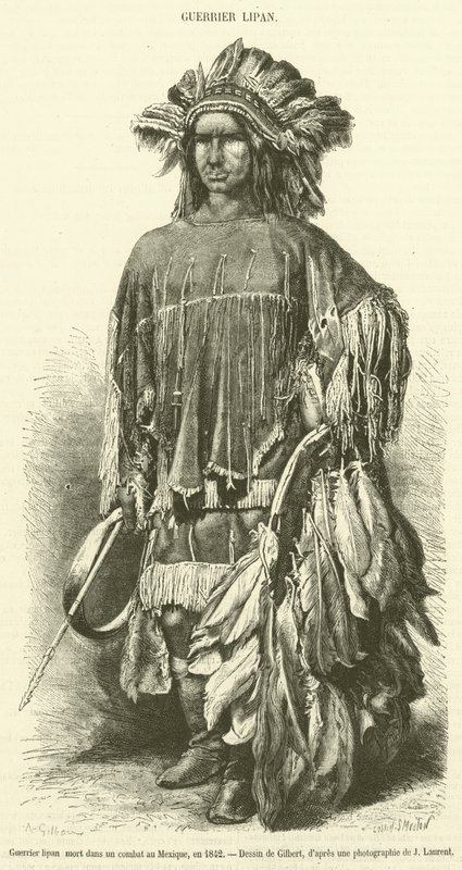 Lipanský válečník, který zemřel v boji v Mexiku, 1842 (rytina) od French School