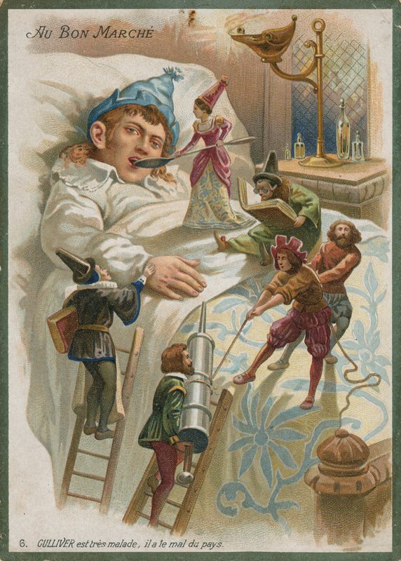 Gulliver onemocněl v Lilliputu od French School
