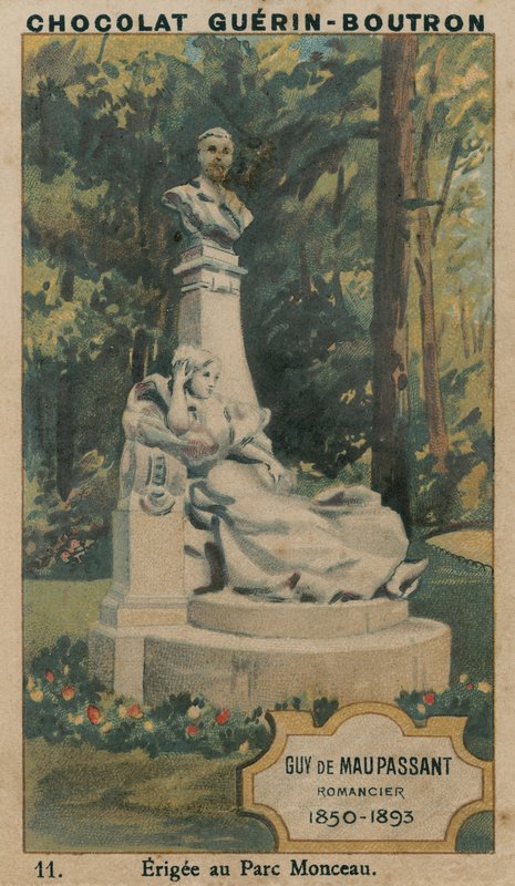 Guy de Maupassant, romanopisec, 1850-1893, postavený v Parc Monceau od French School