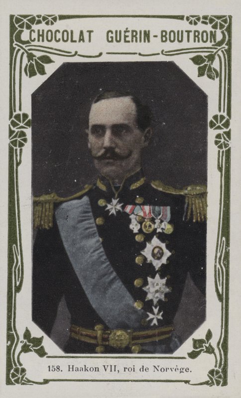 Haakon VII, roi de Norvege (coloured photo) od French School