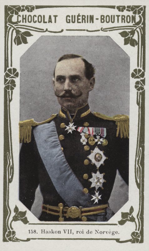 Haakon VII, roi de Norvege (coloured photo) od French School