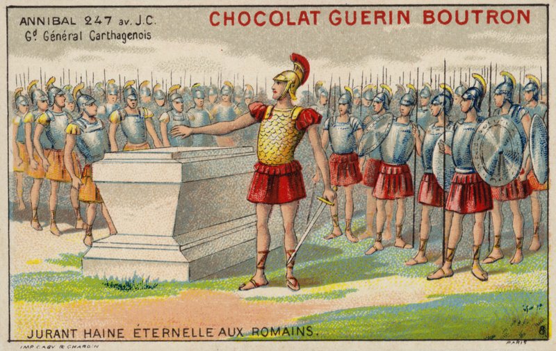 Hannibal přísahá věčnou nenávist k Římanům (chromolitho) od French School