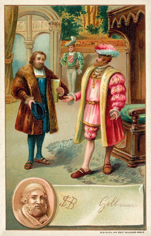 Hans Holbein s králem Jindřichem VIII (chromolitho) od French School
