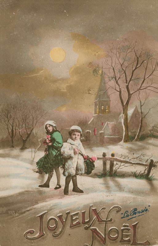 Veselé Vánoce. Pohlednice odeslána v roce 1913. od French School