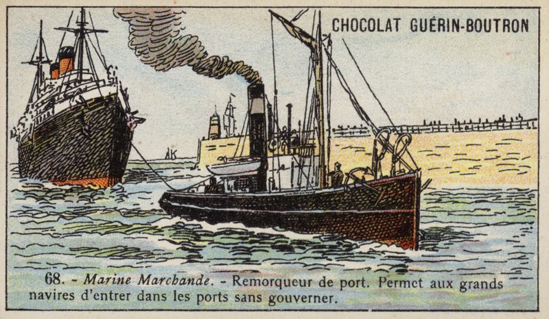 Přístavní remorkér (chromolitho) od French School