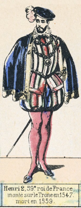 Henri 2, 59. král Francie, nastoupil na trůn v roce 1547, zemřel v roce 1559 (barevná rytina) od French School