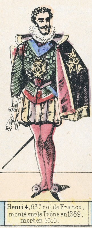 Henri 4, 63. král Francie, nastoupil na trůn v roce 1589, zemřel v roce 1610 (barevná rytina) od French School