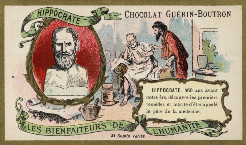 Hippokrates , starověký řecký lékař (chromolitho) od French School