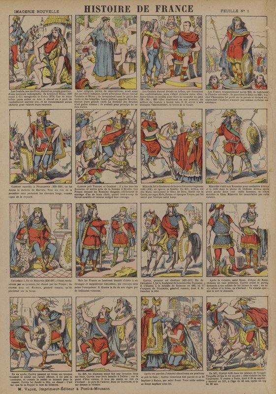 Dějiny Francie od dob Galů po vládu Klovise (barevná litografie) od French School