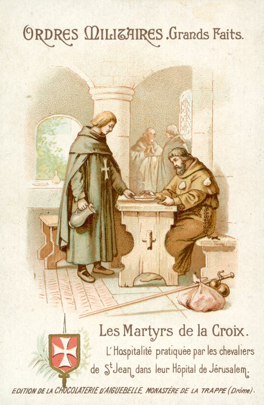 Pohostinství poskytované rytíři svatého Jana v Jeruzalémě (chromolitho) od French School