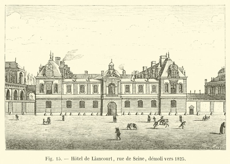 Hôtel de Liancourt, rue de Seine, zničen kolem roku 1825 od French School