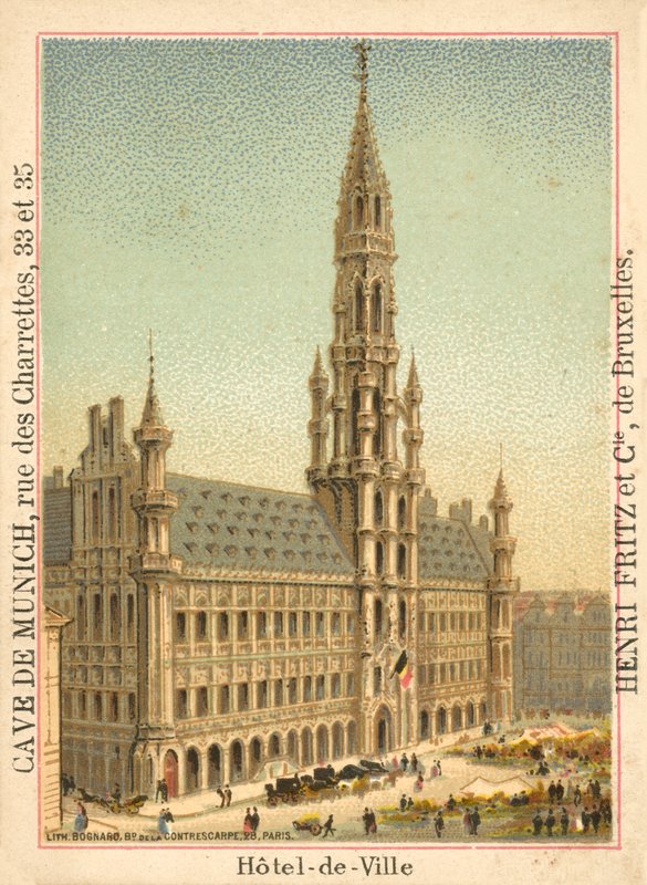 Hotel de Ville, Grand Place, Brusel (chromolitho) od French School